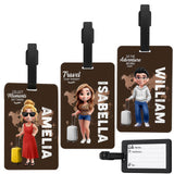 Personalized Travel Luggage Tag, Custom Cartoon Character and Name, Unisex Travel Accessories Essentials, with Blank Insert Card, Birthday Gifts for Men, Women, Family, Friends, Travel Lovers