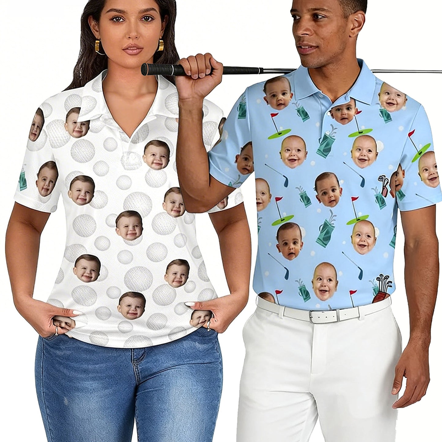 Personalized Golf Polo Shirt  Custom Face on Shirt  Funny Print Quick Dry Polo Shirt  Unisex Golf Outfits  Gifts for Golf Enthusiasts  Golfer  Dad  Grandpa Husband Boyfriend Family Friends