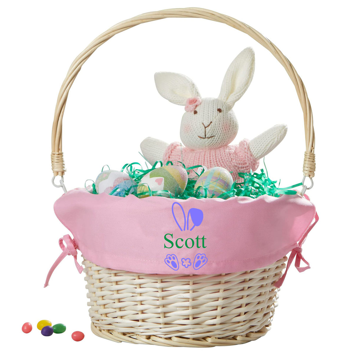 Cesta de Pascua tejida a mano personalizada
