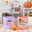 Personalized Halloween Trick or Treat Bags Kids Embroidery Name Candy Bucket Snack Grocery Bags with Handles Reusable Goody Bucket for Kids Halloween Party Favor
