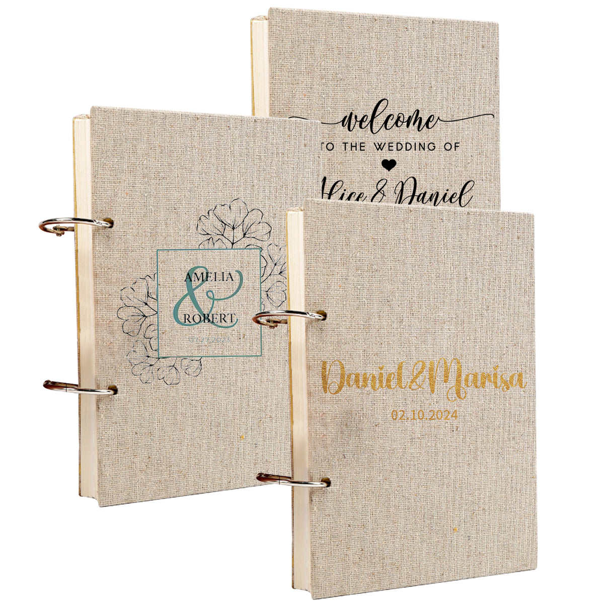 Libro de invitados de lino personalizado para bodas
