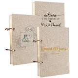 Libro de invitados de lino personalizado para bodas