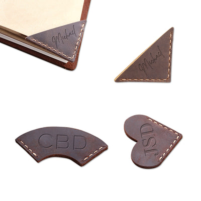 Marcapáginas de cuero personalizados para esquinas, Marcapáginas de esquina personalizados