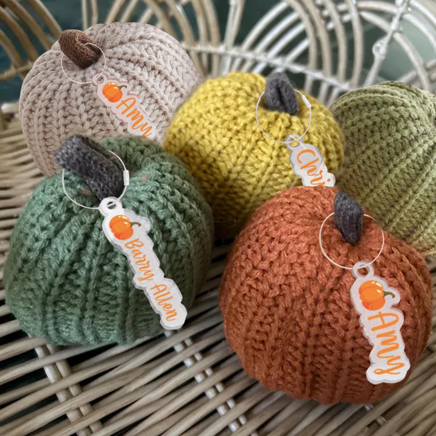 Personalized Mini Crochet Pumpkins Set of 5