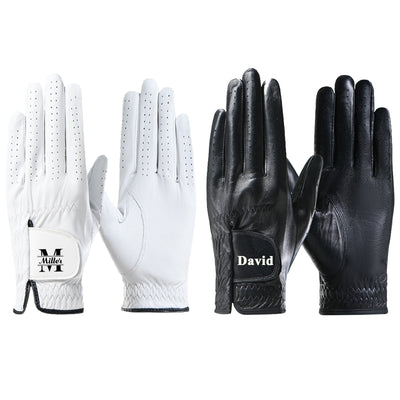 Guantes de golf personalizados Guantes de golf de cuero personalizados con nombre Guante para la mano izquierda para el golfista diestro para giras de golf y uso diario Regalos para golfistas Papá Esposo Novio Entrenador de golf Unisex