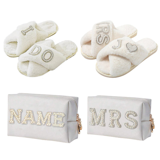 Pearl Letter Slipper Makeup Bag