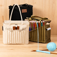 UIDMEN Personalized Knitting Bag with Name Leather Patch Canvas Yarn Bag Yarn Holder for Crochet Lovers Pottery Tool Bag Art Supply Storage Student Artist Gift Mother's Day Gift Birthday Gifts