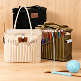 UIDMEN Personalized Knitting Bag with Name Leather Patch Canvas Yarn Bag Yarn Holder for Crochet Lovers Pottery Tool Bag Art Supply Storage Student Artist Gift Mother's Day Gift Birthday Gifts
