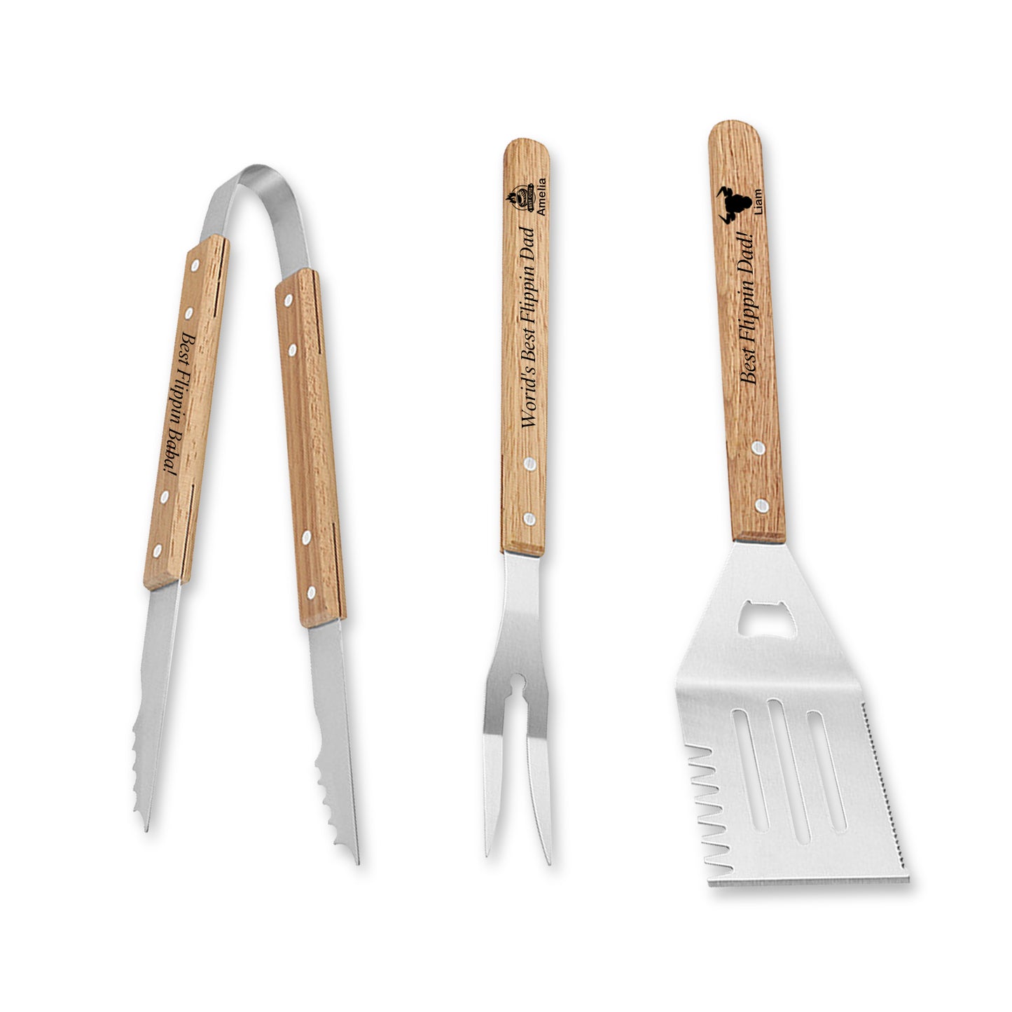 Personalized BBQ Grill Tools Set, Must-Have Accessories for Grilling and Barbecuing Ideal Gift for Father's Day