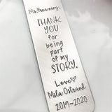 Marcapáginas de acero inoxidable personalizado para profesor/a