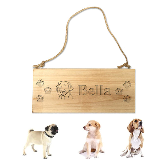 Personalized Dog Crate Sign, Custom Engraved Hanging Dog Kennel Name Tag