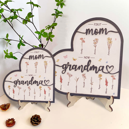 Personalized Birthday Flower Ornaments, Customized Name Heart-Shaped Decoration