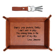 Personalized Leather Storage Tray for Dad New Dad Gift PU Leather Valet Tray Unique Dad Birthday Gifts from Daughter Son Men Gifts for Father