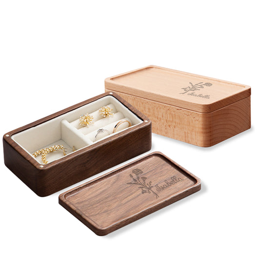 Customized Travel Jewelry Case, w/Name & Birth Flower Month