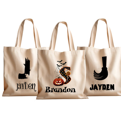 Bolsa de Halloween personalizada con nombre, Cesta de Halloween con nombre impreso a medida