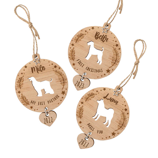 Personalized Dog Silhouette Christmas Ornament