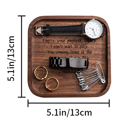 Custom Engraved Wooden Jewelry Tray, Personalized Father's Day Gift for Dad
