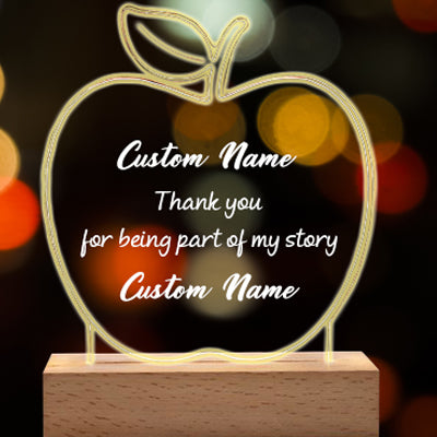Personalized Acrylic Night Lamp, Apple Shape Teacher Gifts