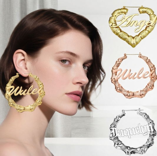 Pendientes de bambú personalizados para mujer, Regalo de joyería para mujer