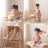 Hand Embroidered Linen Crown for Kids | Personalized Name Crown | Custom First Birthday Keepsake Gift