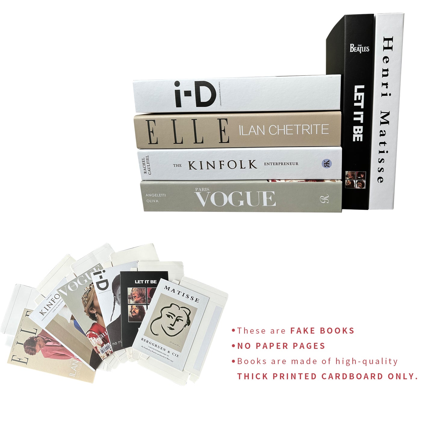 6 Pcs Fashion Decorative Books Foldable Fashion Styles CARDBOARD BOX