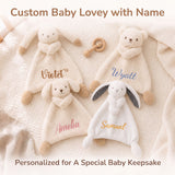 Personalized Baby Lovey Blanket Custom Embroidered Name Plush Bunny Blanket Baby Sleeping Comfort Towel Newborn Baptism Gifts for Boys Girls Baby Shower Birthday Easter