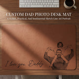 Alfombrilla de escritorio personalizada con foto, alfombrilla de ratón grande, retrato artístico de línea de boceto personalizado, alfombrilla de cuero PU impermeable antideslizante