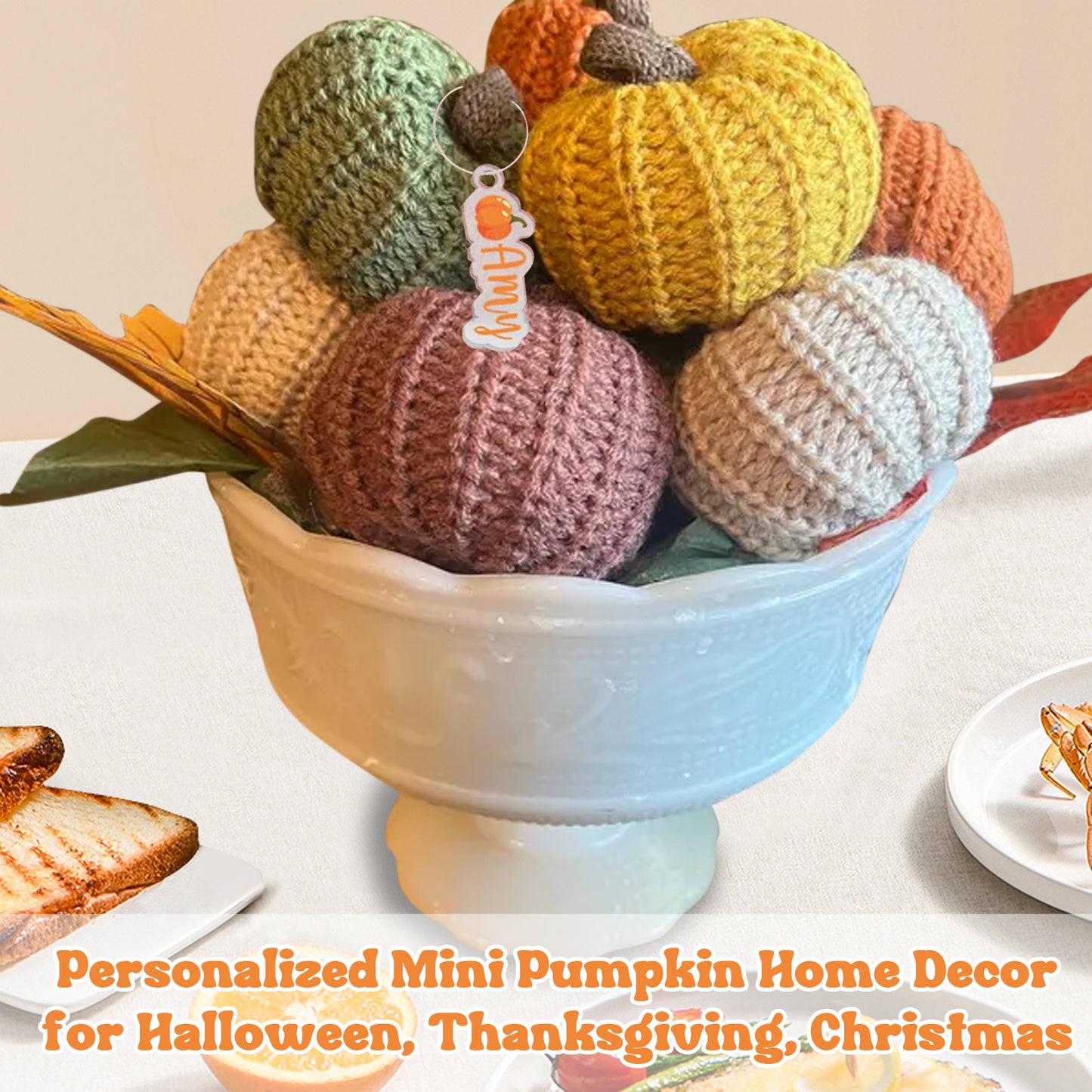 Personalized Mini Crochet Pumpkins Set of 5