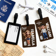 Personalized Travel Luggage Tag, Custom Cartoon Character and Name, Unisex Travel Accessories Essentials, with Blank Insert Card, Birthday Gifts for Men, Women, Family, Friends, Travel Lovers