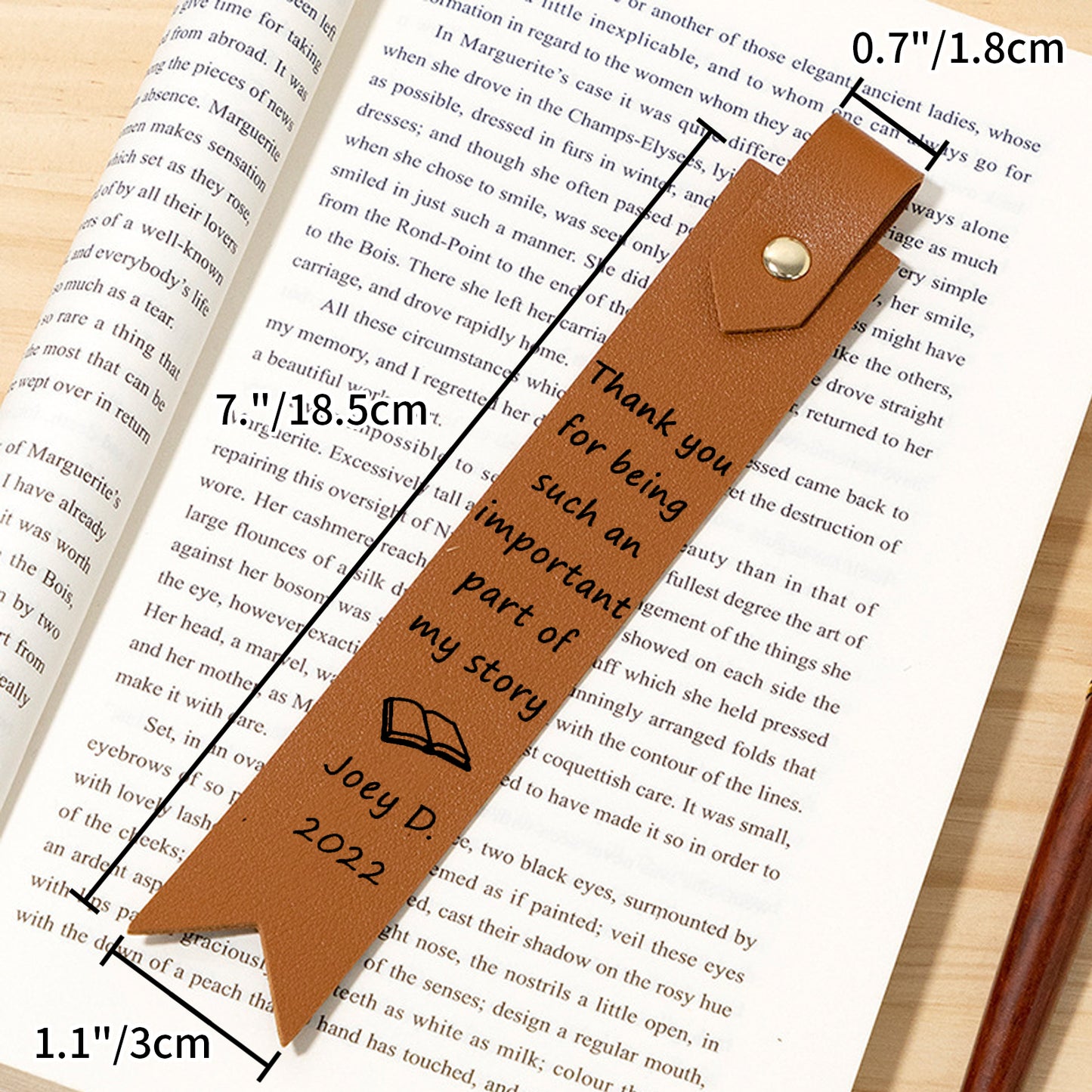 Personalized Leather Bookmark for Teacher