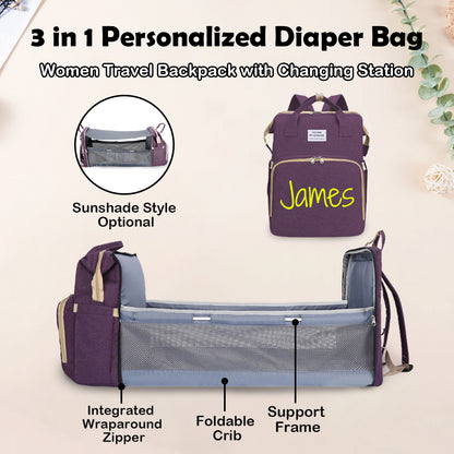 The Ultimate 3-in-1 Personalized Diaper Backpack – Waterproof, Large Capacity & Custom Engraved
