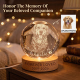 Personalized Pet Memorial Night Light 3D Photo Crystal Ball, Dog Loss Keepsake Engraved Picture Lamp Pet Memorial Gift for Dog Lovers Cat Lovers Birthday Anniversary Xmas Gifts-XMJ