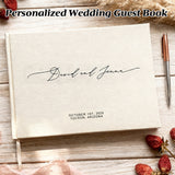 Personalized Wedding Guest Book Custom Bride & Groom Names Couple Photo Scrapbook Linen Hardcover Album 144 Blank Pages for Reception Engagement Wedding Keepsake Gifts for Newlyweds