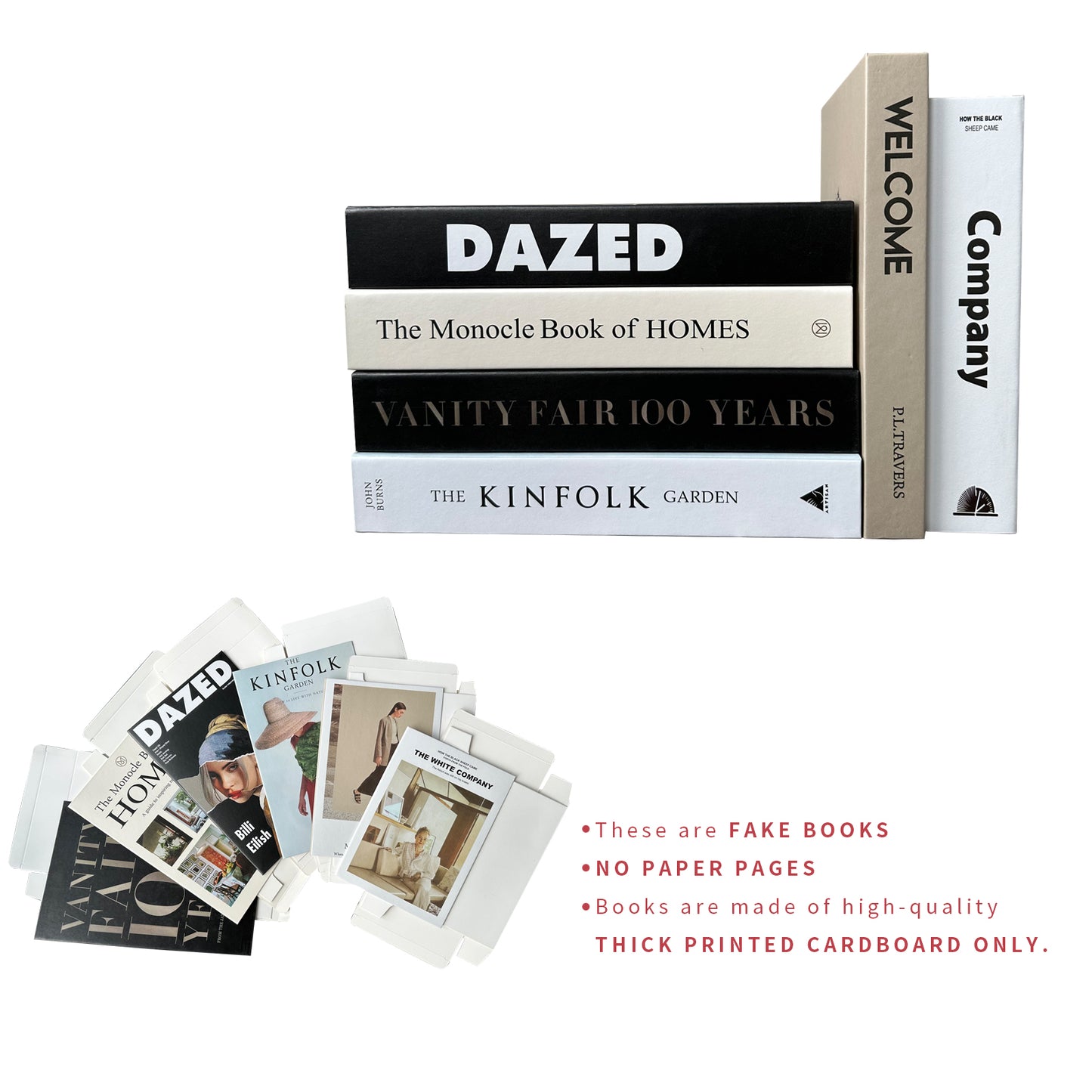 6 Pcs Modern Home Decorative Books, Foldable Faux Decorative Books Home Decor