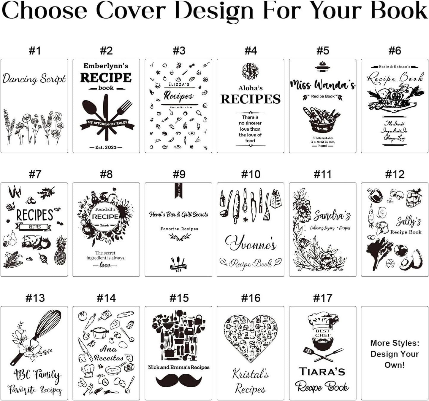 Handmade Leather Recipe Book, Personalized Engraving Name Journal Notebook