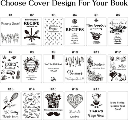 Handmade Leather Recipe Book, Personalized Engraving Name Journal Notebook