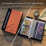Personalized National Park Map Binder Custom Name and Logo Travel Map Holder PVC Sleeves 3 Ring Binder for Hiking & Road Trips Birthday Gift for National Park Lovers Map Collectors