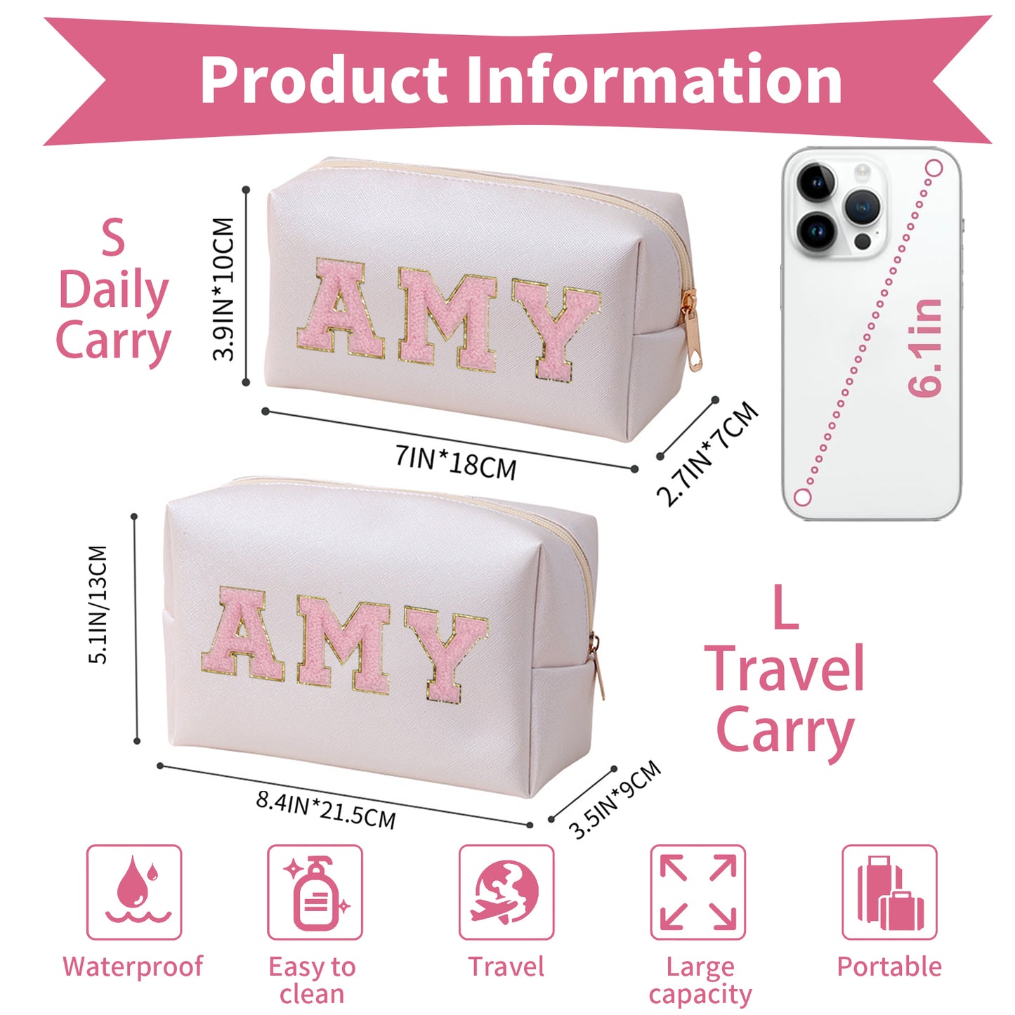 Personalized Preppy Makeup Bag