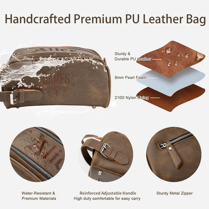 Personalized Thickened Vegan Leather Toiletry Bag