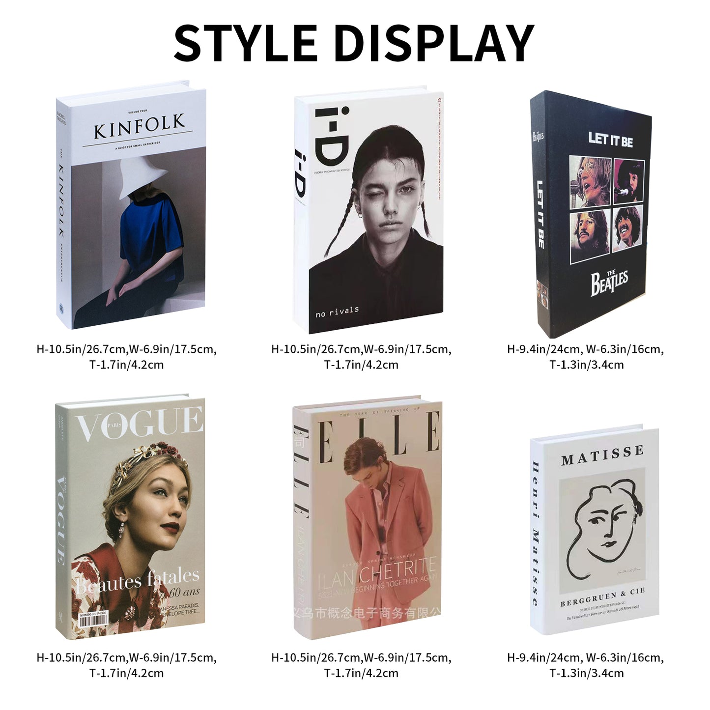 6 Pcs Fashion Decorative Books Foldable Fashion Styles CARDBOARD BOX