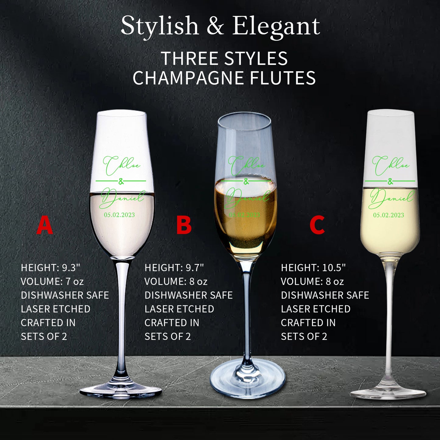 Personalized Champagne Glasses Set of 2