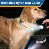 Personalized Dog Collars with Name and Phone Number Reflective Nylon Collar Custom Embroidered Safety Collar with Quick Release Buckle & D-Ring Adjustable Sizes for Small Dogs Medium Large
