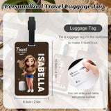 Personalized Travel Luggage Tag, Custom Cartoon Character and Name, Unisex Travel Accessories Essentials, with Blank Insert Card, Birthday Gifts for Men, Women, Family, Friends, Travel Lovers