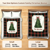 Personalized Christmas Family Blanket Custom with Elegant Tree & Family Name Fringe Christmas Blankets Holiday Throw Blanket Gift for Mom Dad Couple Wife Husband Xmas Gifts for Wedding