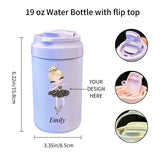 Regalo personalizado de bailarina, botella personalizada de 17 oz con tapa de pajita con cierre