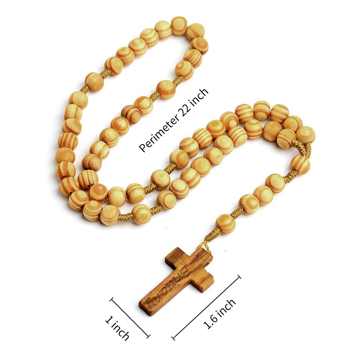 Personalized Wood Rosary with Engraved Name, Customized Wood Cross Rosary