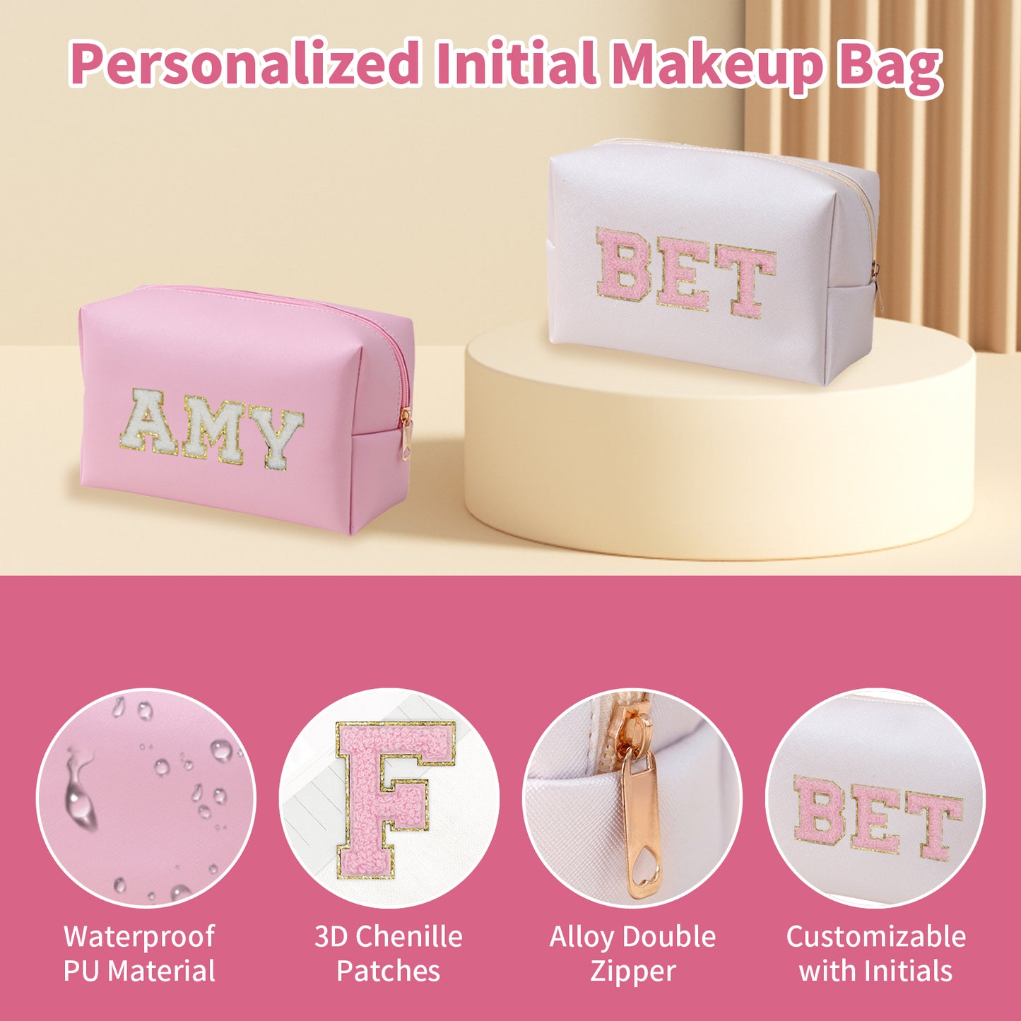 Personalized Preppy Makeup Bag
