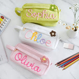 Personalized Large Pencil Case Pouch Custom Pencil Bag With Name Pink Pencil Case for Girls Extra Large Pencil Bag with Zipper For Teen Girls Boys Birthday Back to School Christmas