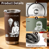 Personalized 20oz Tumbler with Engraved Picture & Text 20 Oz Stainless Steel Travel Tumbler Cup Mug Personalized Gifts for Father's Day Birthday Christmas Anniversary for Men Women Kids