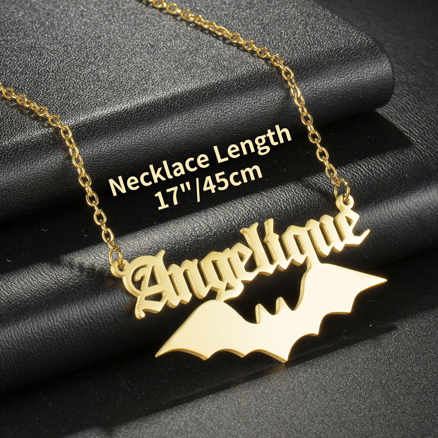 Personalized Old English Bat Name Necklace